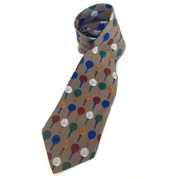 Vintage Vicky Davis Golf Ball Tees Silk Tie - Picture 1 of 6